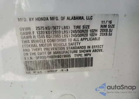 2017 Acura Mdx Advance z USA, uszkodzony, nr VIN 5FRYD4H80HB019605